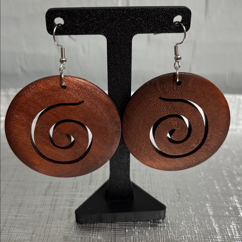 5/$25 (Pick 5 items for $25 Labeled) Wooden Spiral Earrings
